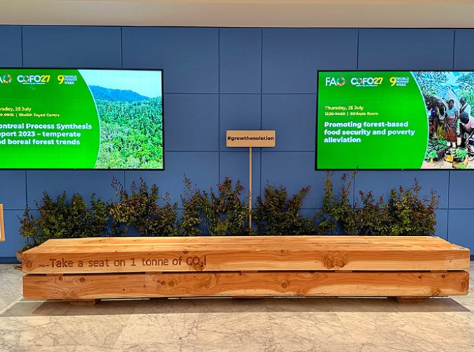 Take a seat on 1 tonne of CO2! At FAO in Rome a wood bench turn the spotlight on the Model Forests